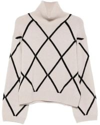 Allude - Argyle-Pattern Roll-Neck Sweater - Lyst