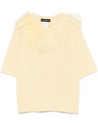 Fabiana Filippi - Feather-Trim Short-Sleeve Sweater - Lyst