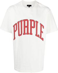 Purple Brand - Brand Collegiate Logo-Flocked T-Shirt - Lyst