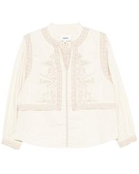 Ba&sh - Embroidered Long-Sleeve Blouse - Lyst