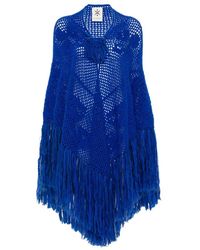 Chiara Is - Scialle Coperta Peonia Crochet-Knit Fringed Poncho - Lyst