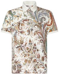 Etro - Printed Cotton Polo Shirt - Lyst