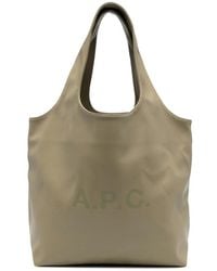 A.P.C. - Logo-Print Leather Tote Bag - Lyst