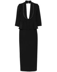 Elisabetta Franchi - Peplum-Waist Shawl-Lapel Dress - Lyst