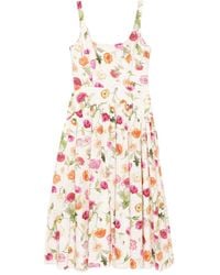 Carolina Herrera - Poppy-Print Midi Dress - Lyst