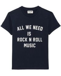 Zadig & Voltaire - Walk Strass-Embellished Slogan-Print T-Shirt - Lyst