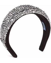 Prada Satin Headband With Crystals - Metallic