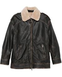 Eraldo - Shearling-Collar Leather Jacket - Lyst