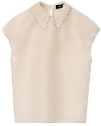 Fabiana Filippi - Contrast-Trimmed Lace-Collar Top - Lyst