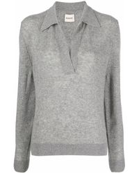 Khaite - Long-Sleeved Knitted Polo Shirt - Lyst