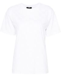 Elisabetta Franchi - Flocked-Logo Cotton T-Shirt - Lyst