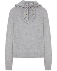 Prada - Embroidered-Scarf Cashmere Sweater - Lyst