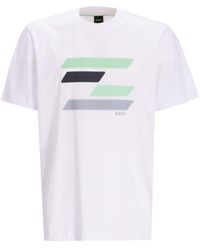 BOSS - Stripe-Print Cotton T-Shirt - Lyst