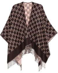 Gucci - Gg-Pattern Fringe Cape - Lyst