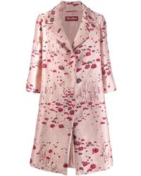Max Mara Floral Jacquard Coat - Pink