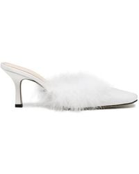 Mach & Mach - Carolyn B Feather-Trim Square-Toe Mules - Lyst