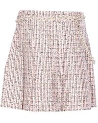Self-Portrait - Tweed Pleated Skirt - Lyst