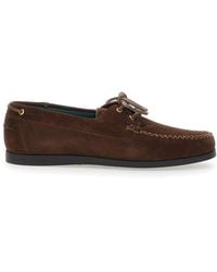 VINNY'S - Lace-Up Round-Toe Loafers - Lyst
