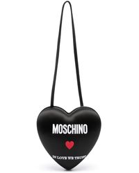 Moschino - Logo-Embroidered Leather Shoulder Bag - Lyst