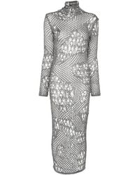 Dondup - Open-Knit Long-Sleeved Midi Dress - Lyst