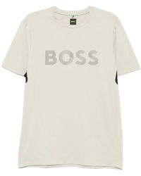 BOSS - Logo-Print Panelled T-Shirt - Lyst