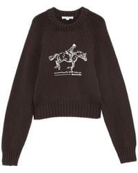 Sporty & Rich - Equestrian-Embroidered Raglan-Sleeve Sweater - Lyst