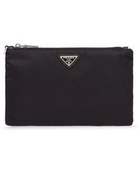 Prada - Logo-Plaque Clutch Bag - Lyst