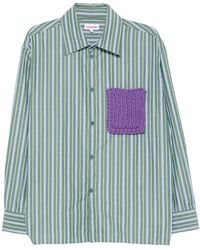 Charles Jeffrey - Stripe-Print Knitted-Pocket Shirt - Lyst