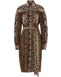 Burberry Costanza Animal-print Silk-crepe Shirt Dress - Brown