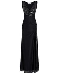 Rabanne - Long Mesh And Jersey Dress - Lyst