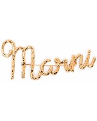 Marni Logo-plaque Brooch - Metallic