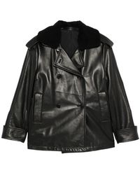SANTORO - Shearling-Collar Double-Breasted Jacket - Lyst