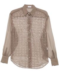Brunello Cucinelli - Sequin-Embellished Semi-Sheer Shirt - Lyst