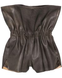 Rick Owens - Crater Fold-Over Leather Shorts - Lyst