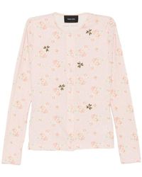 Simone Rocha - Floral-Print Crystal-Embellished Cardigan - Lyst