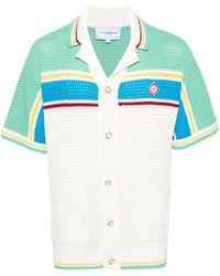 Casablancabrand - Striped Crochet-Knit Shirt - Lyst