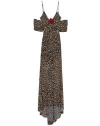 Blumarine - Leopard-Print Brooch-Detail Maxi Dress - Lyst