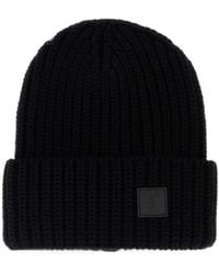 Saint Laurent - Ribbed-Knit Logo-Patch Beanie Hat - Lyst