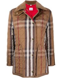 Burberry Check-print Corduroy Coat - Brown