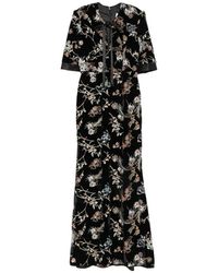 De Santis by Martin Alvarez - Floral-Embroidered Velvet Maxi Dress - Lyst