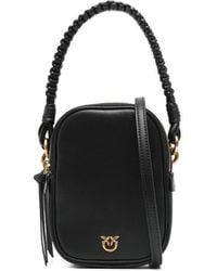Pinko - Leather Braided-Handle Tote Bag - Lyst