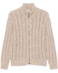 Peserico - Open-Knit Zip-Up Cardigan - Lyst