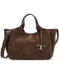 Tod's - Mini Suede Logo Tote Bag - Lyst