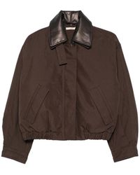 Sessun - Leather Effect-Collar Bomber Jacket - Lyst