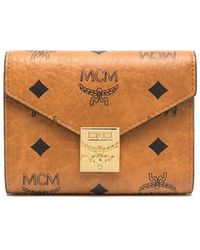 MCM Visetos-print Leather Foldover Purse - Brown