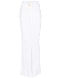 Elisabetta Franchi - Logo-Plaque Ruched Maxi Skirt - Lyst