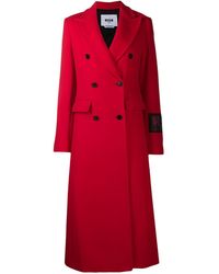 MSGM Double-breasted Midi Coat - Red