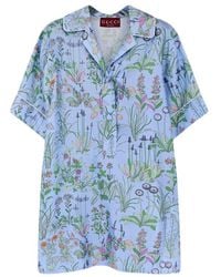 Gucci - Blue Silk Pattern Shirt - Lyst