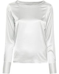 Mazzarelli - Boat-Neck Satin Blouse - Lyst