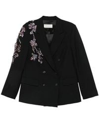 Dries Van Noten - Floral-Embellished Double-Breasted Jacket - Lyst
